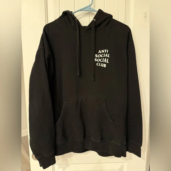 Anti Social Social Club Black Hoodie Graphic Logo Sweatshirt size L - Picture 2 of 2